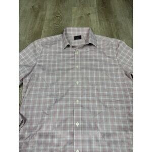 UNTUCKIT Men's Large Slim Fit Red Gingham Checkered‎ Button Down Shirt